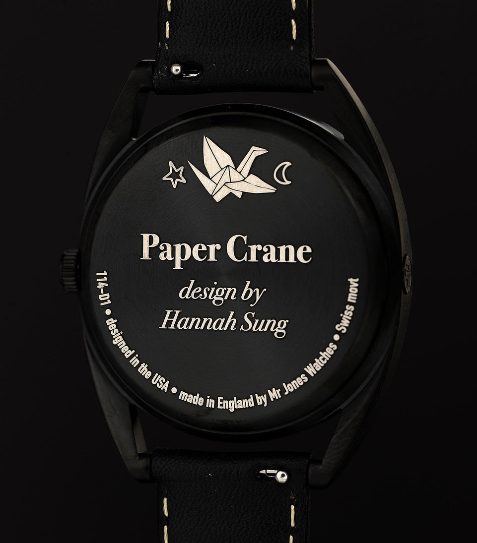 Paper crane watch case back