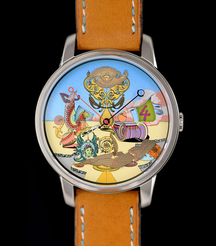 The Indefatigable Sphinx watch on a black background