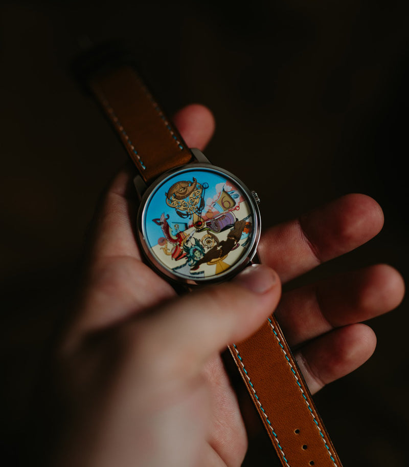 The Indefatigable Sphinx watch and handmade strap