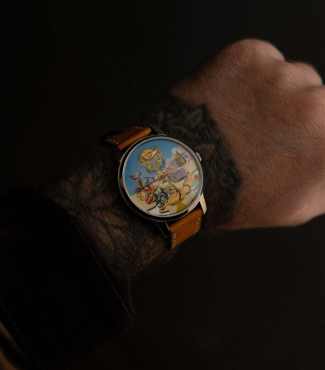 The Indefatigable Sphinx watch on a wrist