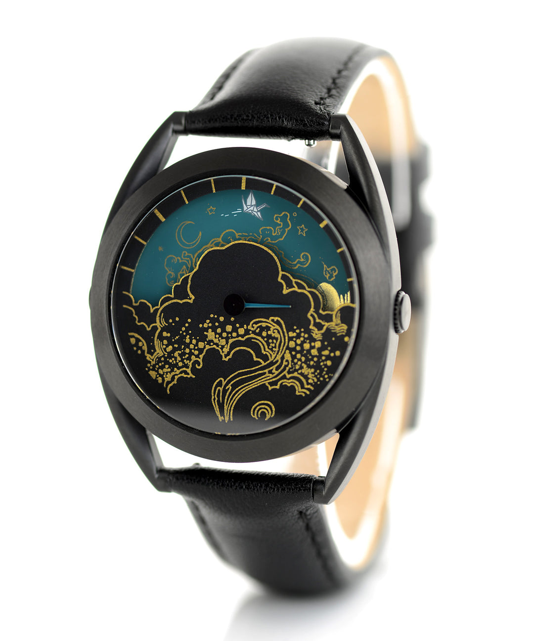 Paper crane watch side view (night)