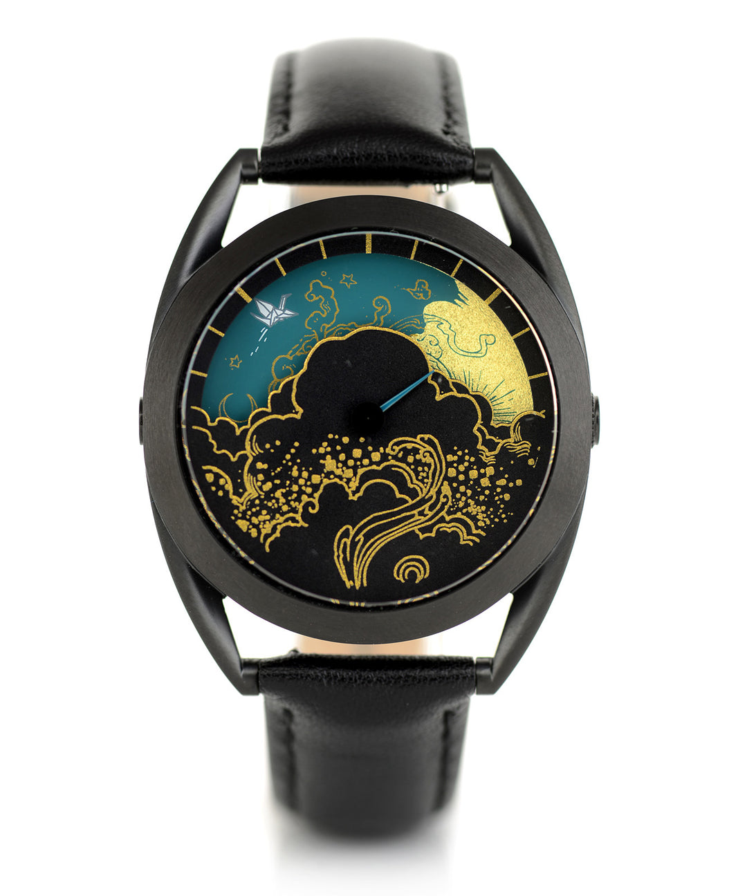 Paper crane watch stand view (night)