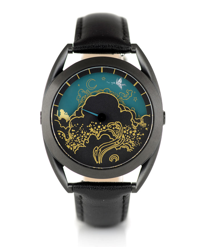 Paper crane watch on stand (night)
