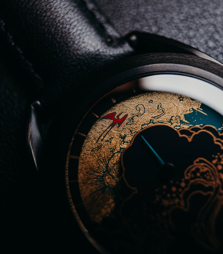Paper crane watch close up of gilding