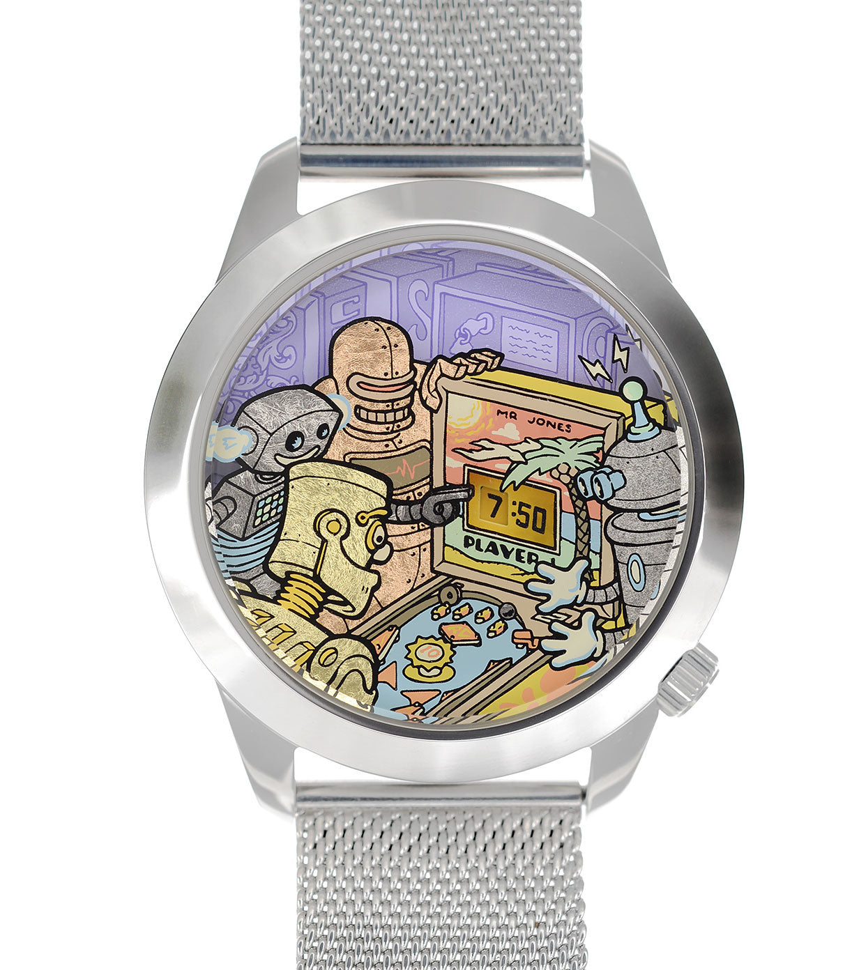 Ricochet XL 45mm Pinball inspired watch Ryan Claytor X Mr Jones Watches