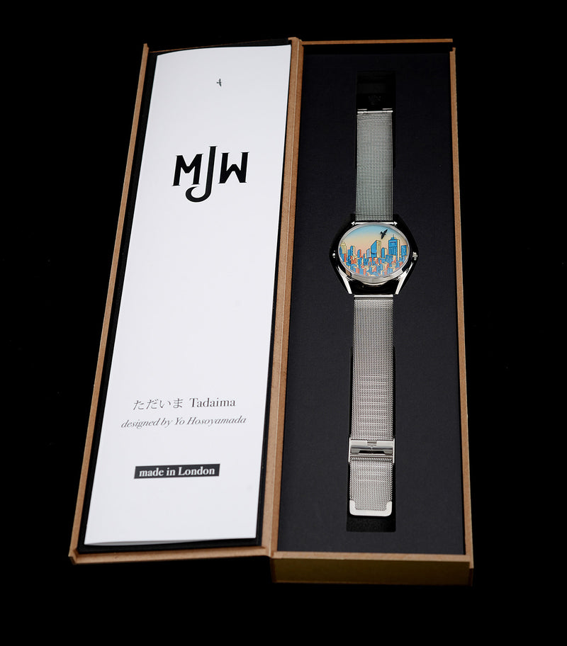 Tadaima watch with Mr Jones Watches box and insert card 