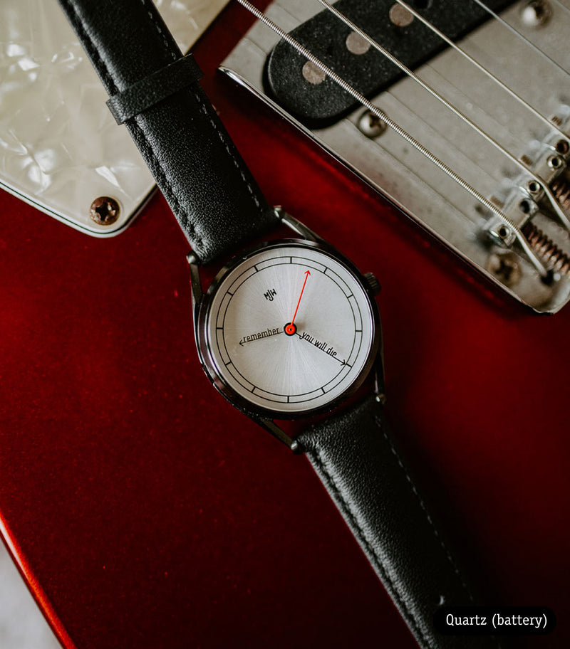 The Accurate watch on a guitar