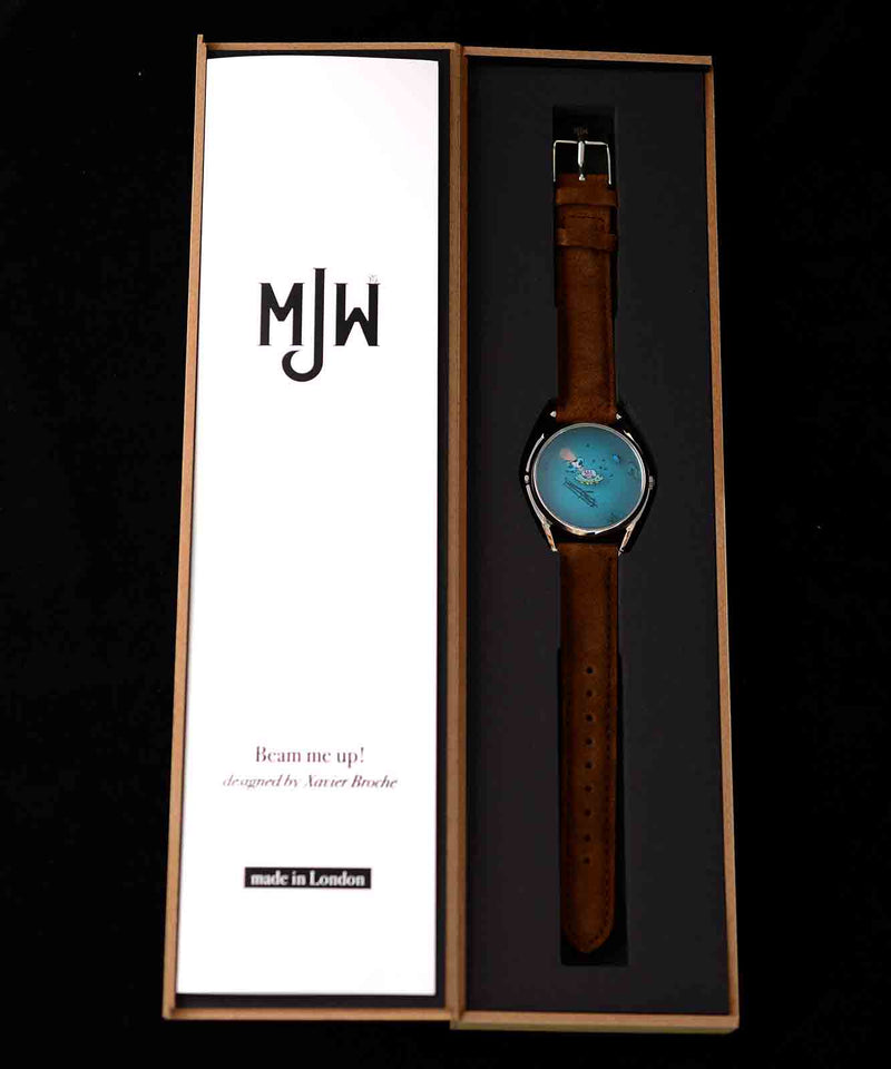 Beam me up! watch in Mr Jones Watches product box