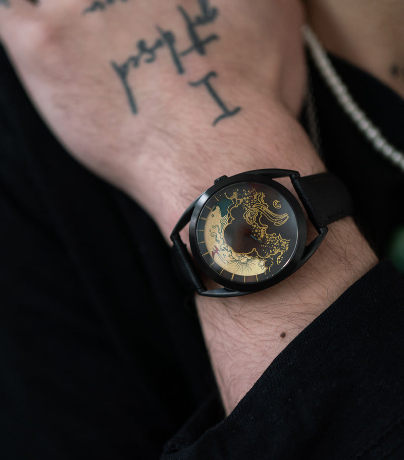 Paper crane watch on wrist 2