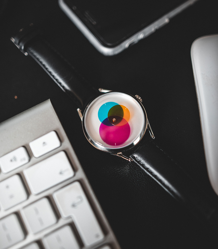 Colour Venn watch on an office desk