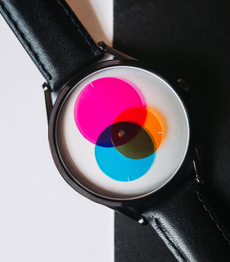 Colour Venn watch on black and white background