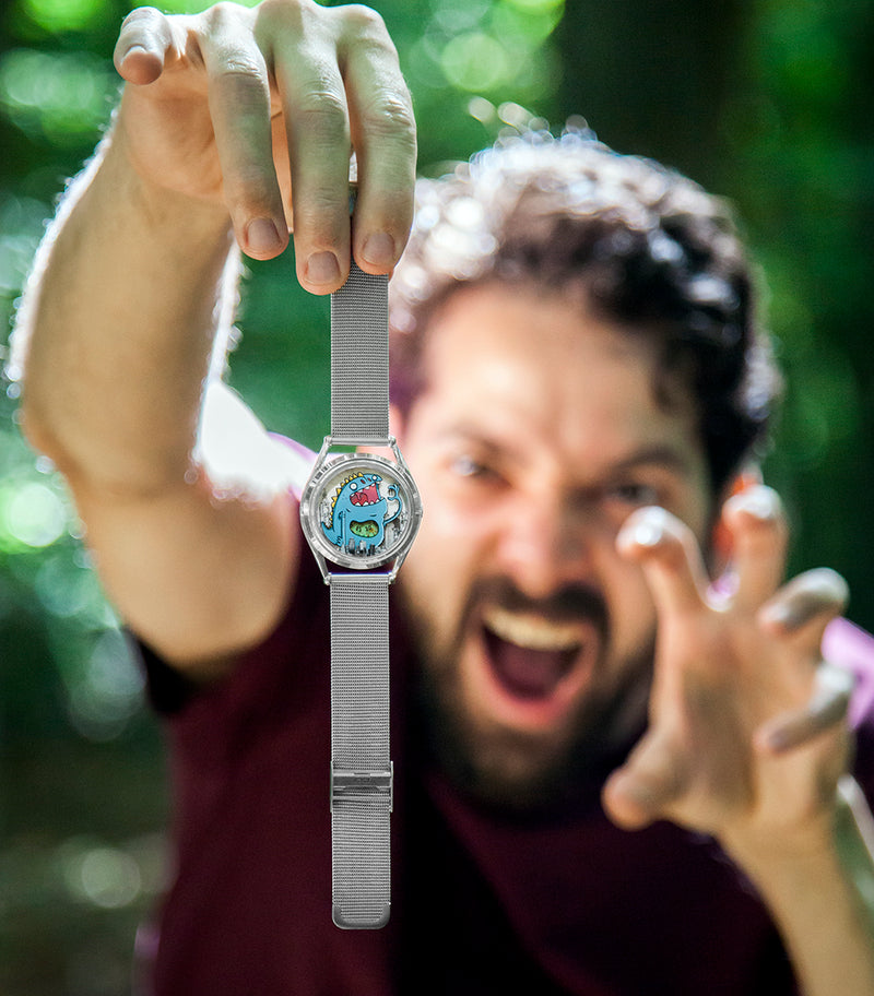 Number Cruncher watch held by designer Onorio D’Epiro